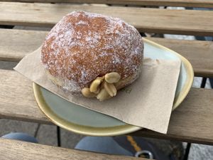 Peanut butter doughnut  at Zola's Bakery in Galashiels