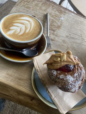 Peanut butter and jam Cruffin  at Zola's Bakery in Galashiels
