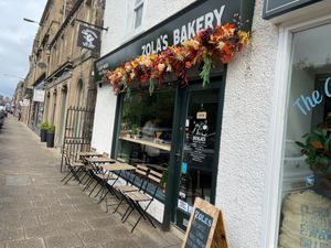 Outside at Zola's Bakery in Galashiels