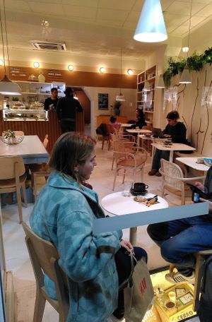 Indoor sitting area at Haruko in Madrid