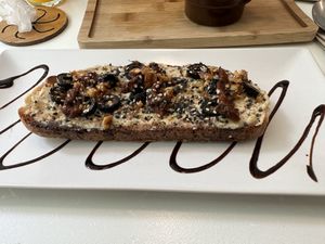 ANA LA VEGANA
Hummus, semi-dried tomatoes, black olives, walnuts and sesame.  at Haruko in Madrid