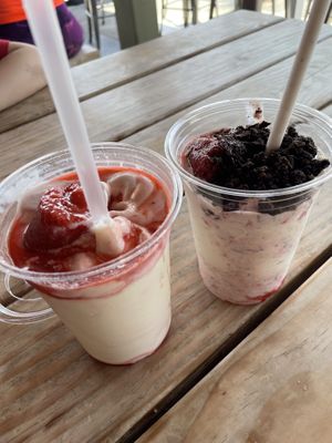 Shake with strawberries and the other with Oreo and strawberries   at Plantees in Orlando