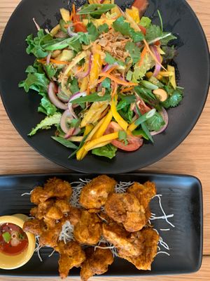 Cauliflower bombs and mango salad at Kati Vegan Thai in Kirkland