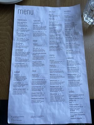 menu   at Kati Vegan Thai in Kirkland