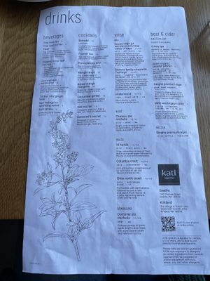 menu   at Kati Vegan Thai in Kirkland