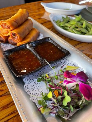 Vegan egg rolls at Happi Spatula in Vista