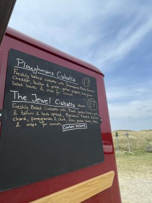 The daily menu option, serving 1. Vegan & 1. Veggie option. Usually a choice of a Buddha bowl or Ciabatta  creations with cakes, and ice lollies   at Dreamboat in Rhosneigr