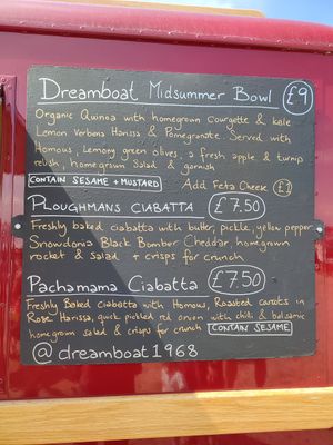 Menu at Dreamboat in Rhosneigr