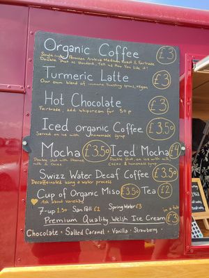 Coffee menu at Dreamboat in Rhosneigr