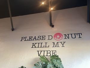 Cute Interior w/Signage #Veganuary at Rainbow Donuts in Berkeley