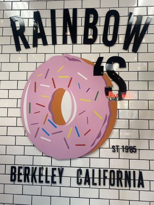 Cute Signage - EST 1985 WHOA! #Veganuary at Rainbow Donuts in Berkeley