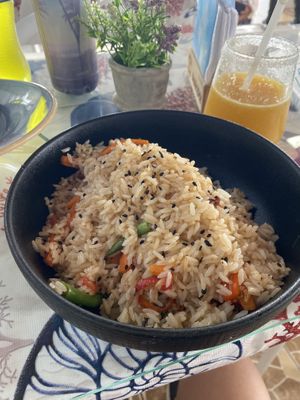 Fried rice and vegetables   at La Tia Fela in Paracas