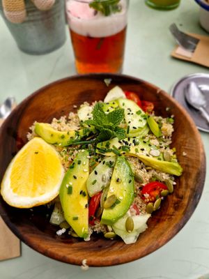 A couple of good vegan options. Some veggie options that came be easily made vegan. at Mazel Cafe - مزال  in Marrakech