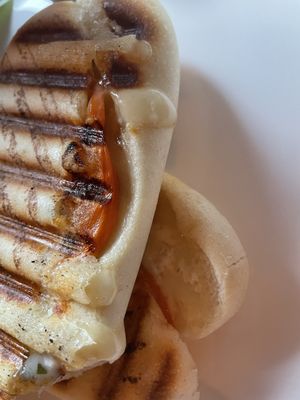 Tomato and mozzarella panini (vegan of course) #Veganuary at Frogmoon in Aberdeen