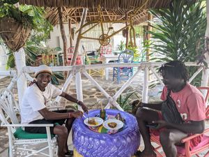 Fresh juice and gluten free cake using pulp from our juice bar at F Cafe in Watamu