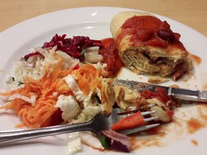 Enchilade full of dough and nothing else at Green Way Food For Life in Lodz