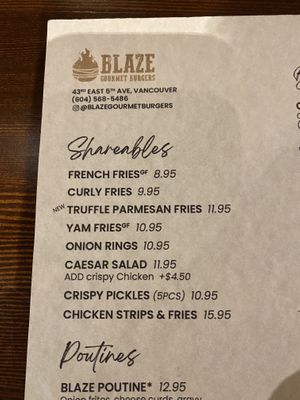   at Blaze Gourmet Burgers in Vancouver