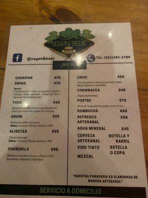 Menú   at Vegan&Beer in Mexico City