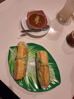 Vegan summer rolls with tofu and peanut sauce at Mekong in Graz