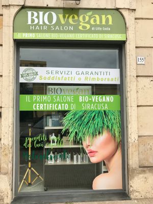Located at the end of Corso Umberto - look for the vegan logos!  at Bio Vegan Hair Salon in Siracusa