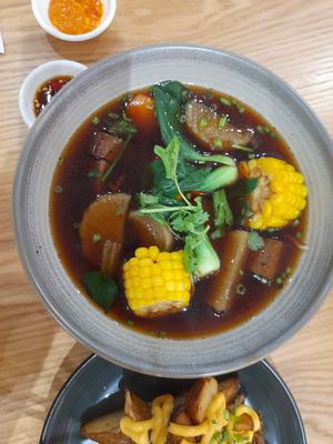 Mock beef ramen soup at Lotus Café 蓮心食坊 - Hougang in Northeast Singapore