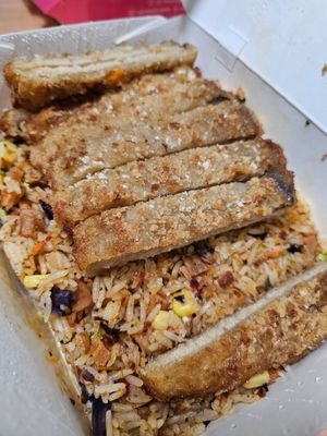 Mushroom Cutlet XO rice ~6/4/24 Grab at Lotus Café 蓮心食坊 - Hougang in Northeast Singapore