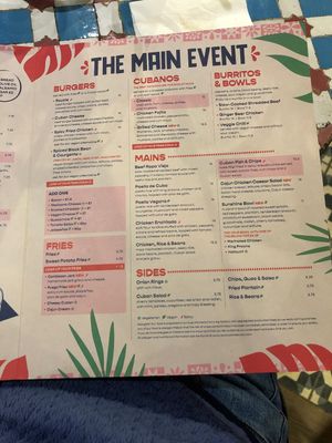 Menu 2024  at Revolución de Cuba in Newcastle Upon Tyne