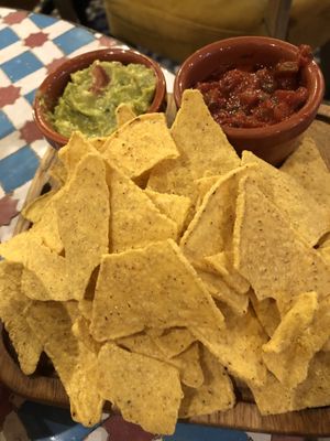 “Chips” guac and salsa £5.25 , disappointing   at Revolución de Cuba in Newcastle Upon Tyne