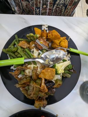 🍚 with 3 veg at Ju Fu Yuan Vegetarian Delight - 聚福缘素食 - Chinatown in Central Singapore