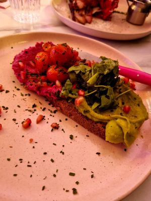 Pink Avocado Toast at Laila in Edinburgh