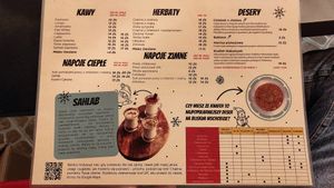 Menu. Drinks and desserts at Talerzyki in Wroclaw