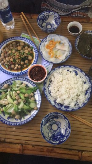 mushroom, cabbage, rice, variations of local speciality ";Bang"; at Thanh Lieu in Hue