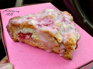 Vegan Raspberry Scone 💕  at Val's Bakery in Dayton