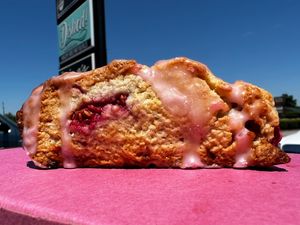 Texture closeup: Vegan Raspberry scone 🤤   at Val's Bakery in Dayton