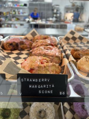  Vegan strawberry margarita scones in the case  at Val's Bakery in Dayton