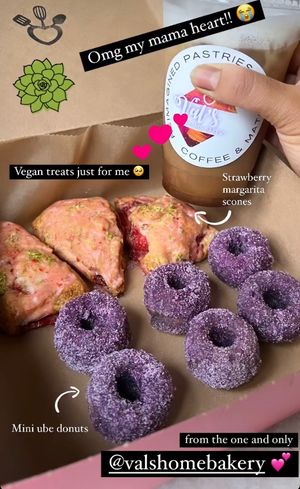 Ube mini-donuts! And strawberry margarita scones 💕 #Veganuary at Val's Bakery in Dayton