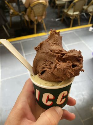 Chocolate and pistachio    at Piccolina Gelateria in Melbourne