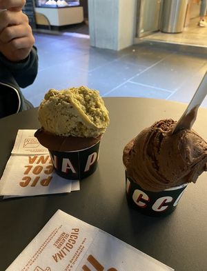Pistachio and chocolate.   at Piccolina Gelateria in Melbourne