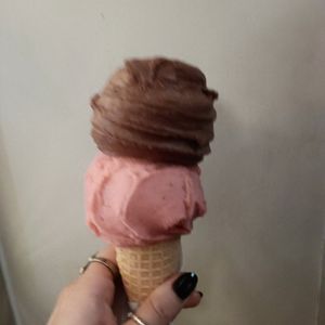 Chocolate and strawberry at Piccolina Gelateria in Melbourne