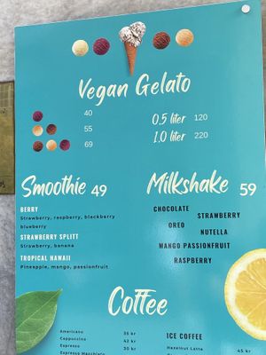 Speisekarte 1/2  at Pozzetti Gelato in Gothenburg