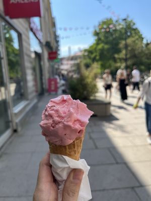 Strawberry ice cream   at Pozzetti Gelato in Gothenburg