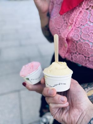 Strawberry and passionfruit flavours  at Pozzetti Gelato in Gothenburg