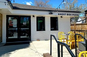 Front of building at Ghost Box Pizza in Lafayette