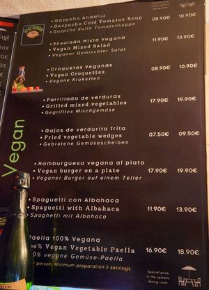 Vegan menu at Sa Barca in Mallorca