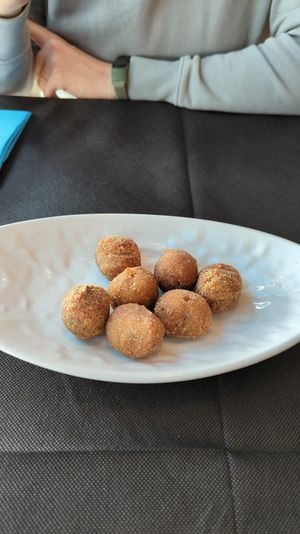 The extra vegan croquettes, after the first ones weren't vegan. at Sa Barca in Mallorca