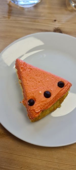 Strawberry milkshake cake at Vigour & Virtue in Buxton