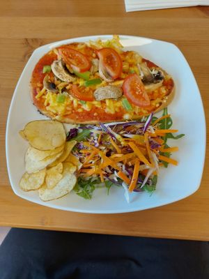 Naan bread pizza at Vigour & Virtue in Buxton