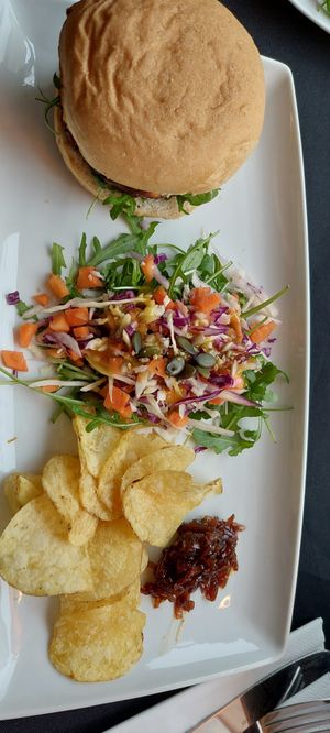 Black bean and beet burger at Vigour & Virtue in Buxton