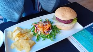 Beetroot burger at Vigour & Virtue in Buxton