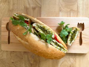 Lemongrass tofu banh mi  at Fingerprint Chay in Ho Chi Minh City